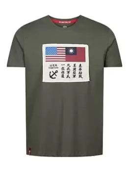 Alpha Industries T-Shirt, Dark Olive Size M Men