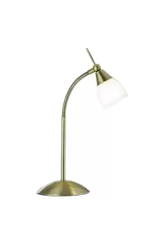 Table Touch Lamp Antique Brass with Opal Shade G9