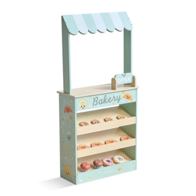 Image of Teamson Kids Jolly Pals Wooden Bakery Stand With 12 Pastry Pieces, Mint Green