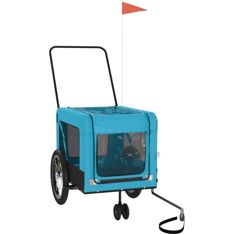 Image of VIDAXL Vidaxl - Pet Bike Trailer Blue and Black Oxford Fabric and Iron 93939