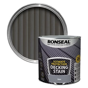 image of Ronseal Ultimate protection Slate Matt Decking Wood stain 2.5L