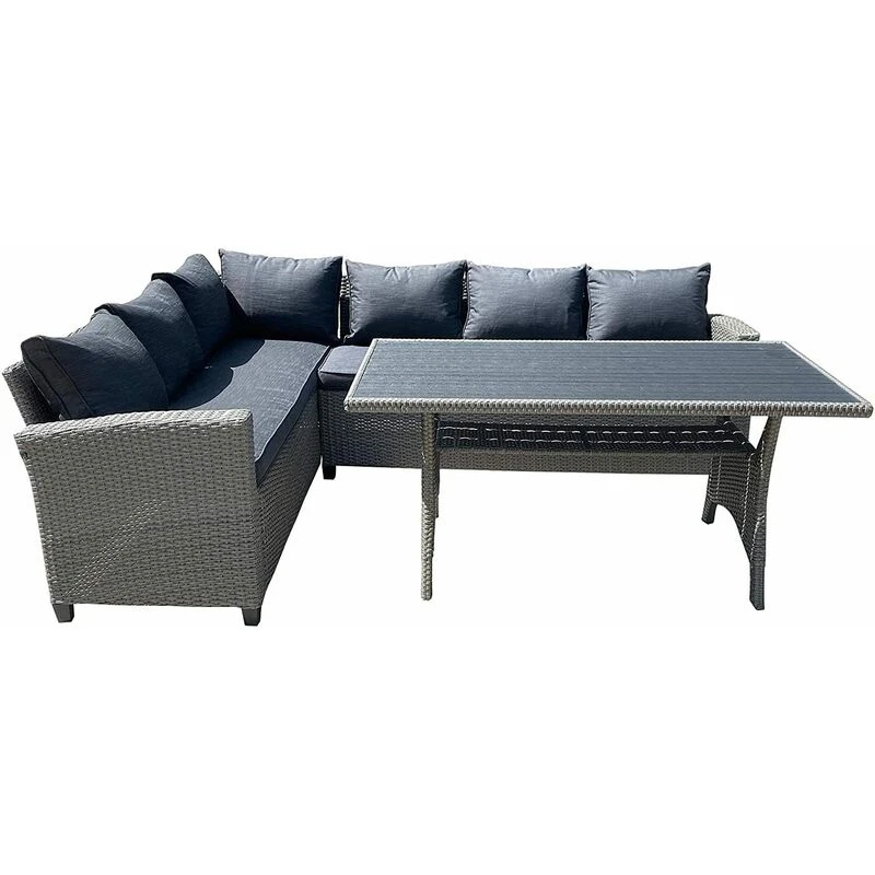 Image of FURNITURE ONE Recliner Sofa Set, Motor Recliner Padded Sofa Corner Sofa Set with USB Charger Port Grey