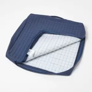 Image of Navy Quilted Cotton Armchair Booster Cushion Cover - Blue - Homescapes