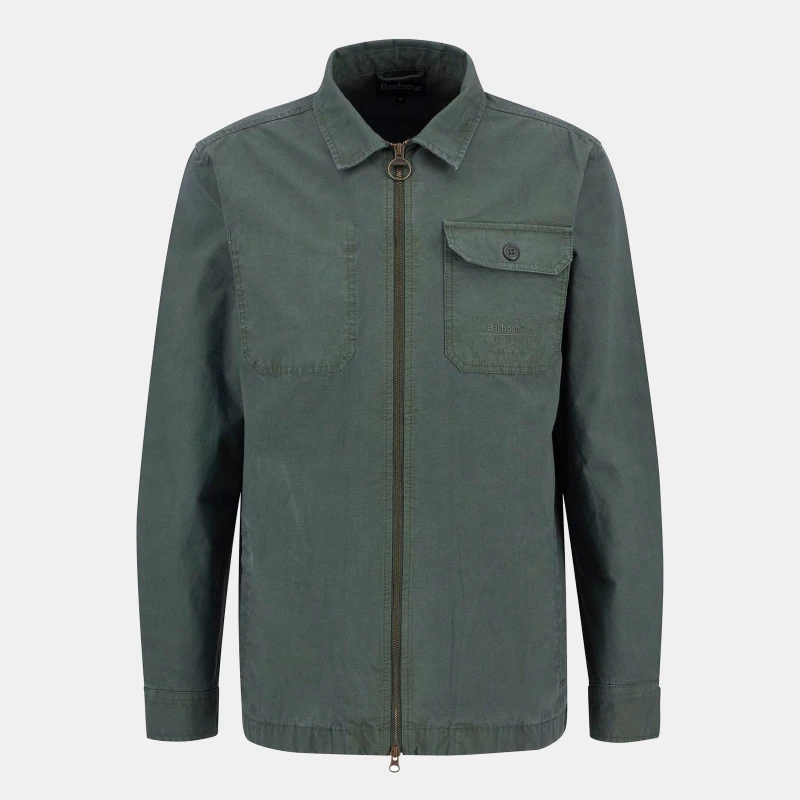 Image of Barbour Mens Harton Cotton Long Sleeve Relaxed Overshirt Thyme male 2XL
