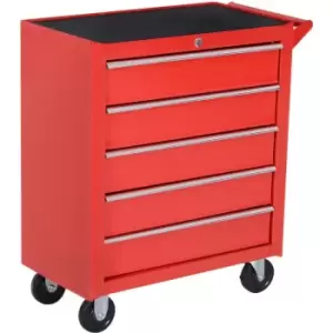 Image of Durhand Roller Tool Cabinet Storage Box 5 Drawers Caster Workshop Chest - Red