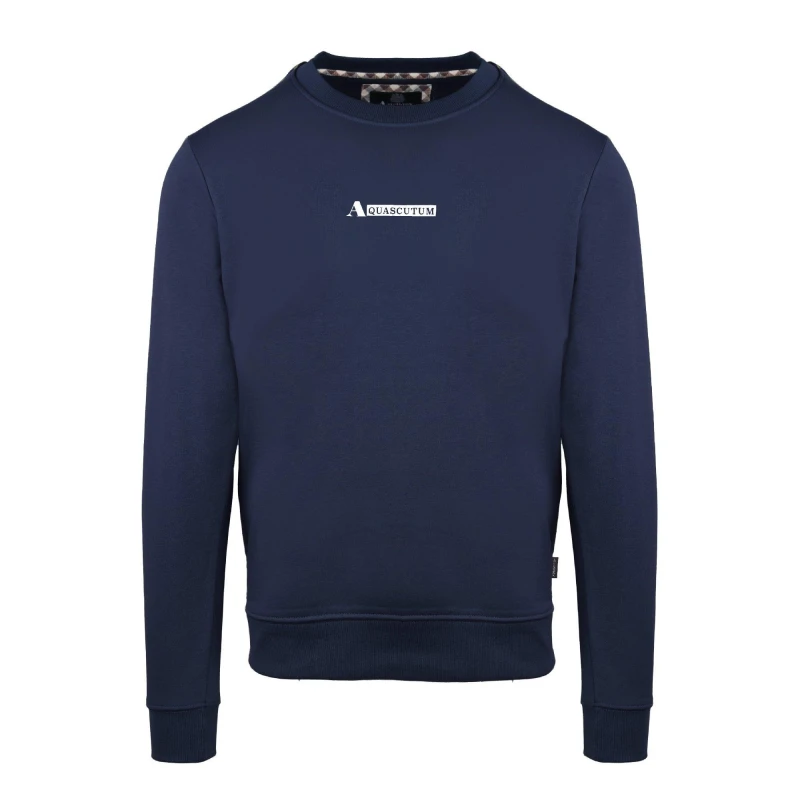 Image of Aquascutum Mens Round Neck Crew Sweatshirt - Blue Male S
