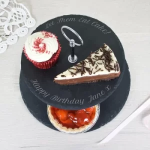 image of Personalised Two-Tier Slate Cake Stand