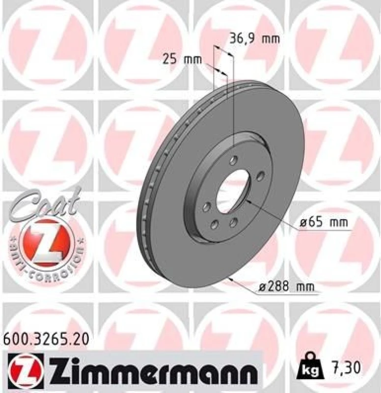 Image of ZIMMERMANN Brake disc ZIMMERMANN 600.3265.20