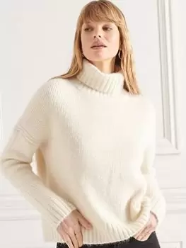Image of Superdry Studios Roll Neck Jumper - Winter White, Size 14, Women