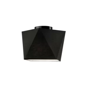Image of Carla Semi Flush Light, Fabric Shade Black, 1x E27