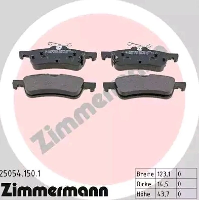 Image of ZIMMERMANN 25054.150.1 Brake pad set with acoustic wear warning, Photo corresponds to scope of supply Brake Pad Set,disc brake (402)