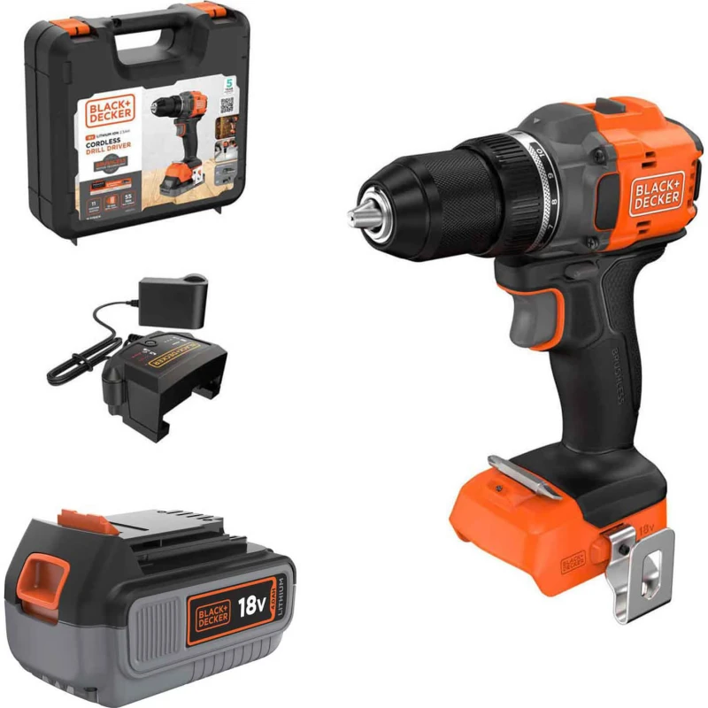 Image of Black and Decker BLD782 18v Cordless Brushless Drill Driver 1 x 4ah Li-ion Charger Case BLD782M1K