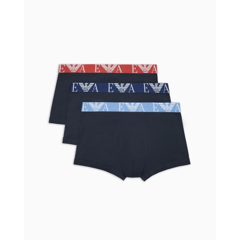 Image of Emporio Armani 3 Pack Trunks Marine/Marine/Marine L