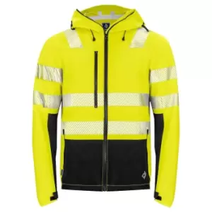 image of Projob Mens Hi-Vis Hooded Jacket (L) (Yellow/Black)