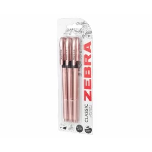 Image of Zebra Rose Gold Smooth Ball Pens 3 pack Plastic