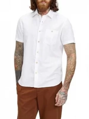 Image of Ted Baker Civiche Short Sleeve Linen Shirt, White, Size 4, Men