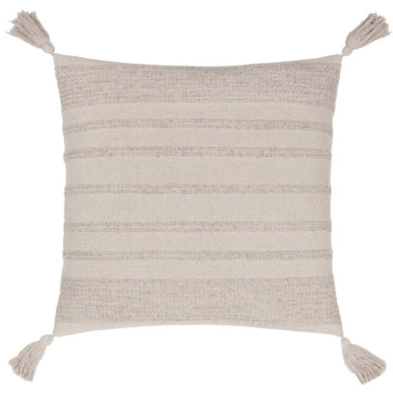 Image of Yard Larch Woven Tasselled Cushion in Cream Size: 45cm x 45cm Cream Unisex 45cm x 45 cm