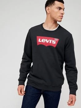 image of Levis Batwing Logo Crew Neck Sweat - Black, Size S, Men