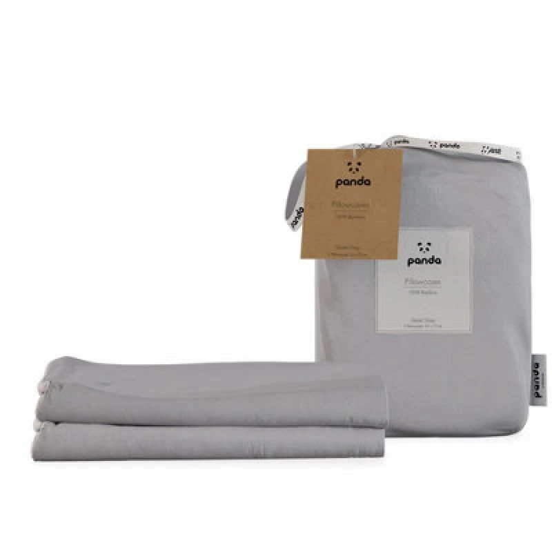 Image of Panda London 100% Bamboo Bedding Pillowcases Quiet Grey