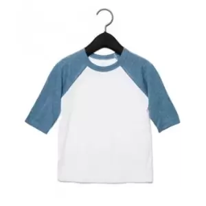 Image of Bella + Canvas Toddler 3/4 Sleeve Baseball T-Shirt (3 Years) (White/Denim)
