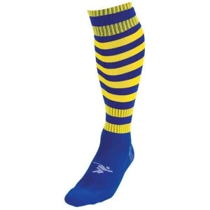 Image of Precision Royal/Yellow Hooped Pro Football Socks Adult - UK 7-11