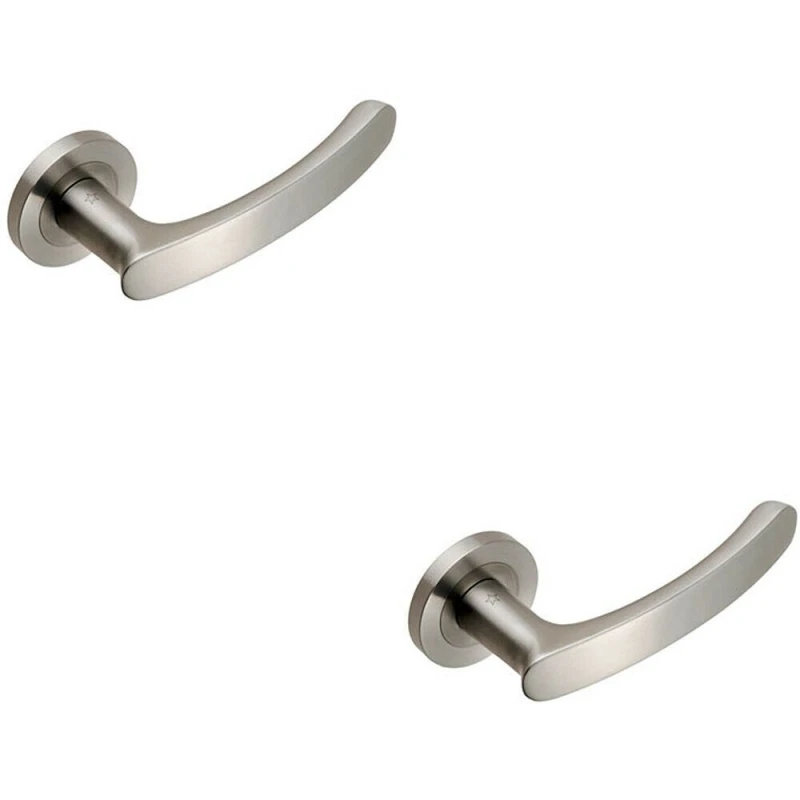 Image of Loops 2x PAIR Curved Handle with Rounded Ends Concealed Fix Round Rose Satin Steel Metallics