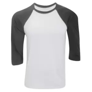 Image of Canvas Mens 3/4 Sleeve Baseball T-Shirt (XS) (White/Dark Grey)