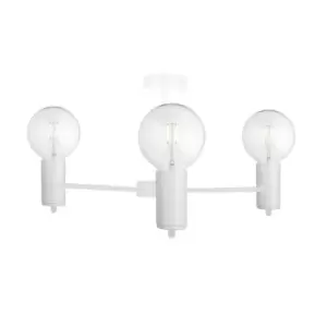 image of Arde Multi Arm Semi Flush Ceiling Light White, 60cm, 3x E27