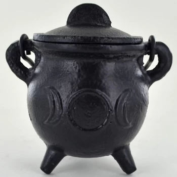 image of Triple Moon Cast Iron Witch Cauldron (Small)