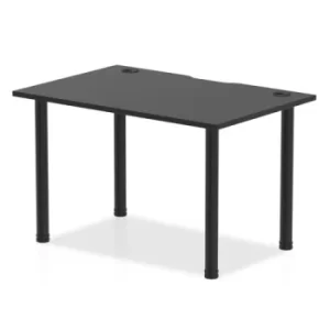 Image of Impulse Black Series 1200 x 800mm Straight Table Black Top with Cable Ports Black Leg