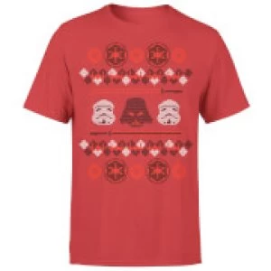 Image of Star Wars Christmas Imperial Knit Red T-Shirt - L - Red