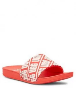 Image of UGG Logo Beach Sliders - Coral, Size 3 Older