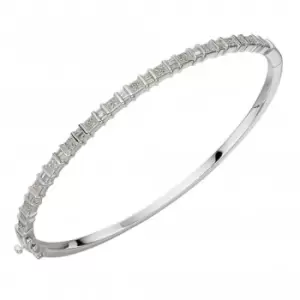 9ct Baguette Bar White Gold Bangle GB484