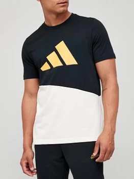 Image of adidas Future Colour Block T-Shirt - Black/White/Gold, , Size S, Men