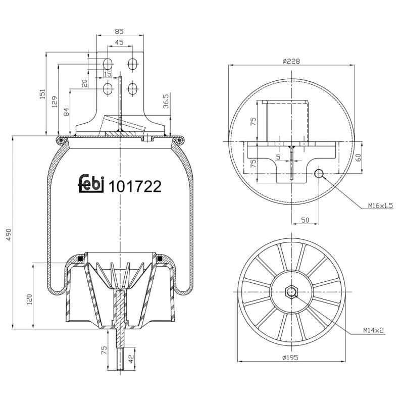 Image of FEBI BILSTEIN 101722 Boot, air suspension Rear Axle Left Boot,air suspension (324)