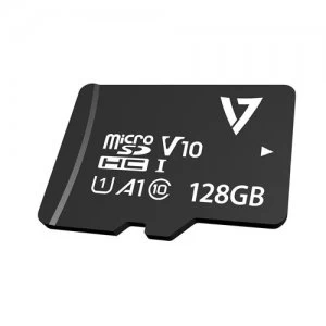 Image of V7 128GB U3 V30 A1 MicroSDXC Card CL10 Ultra HD + Adapter
