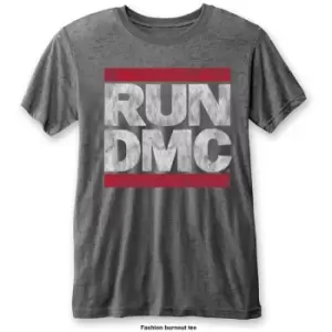 Image of Run DMC - DMC Logo Unisex Large Burn Out T-Shirt - Grey