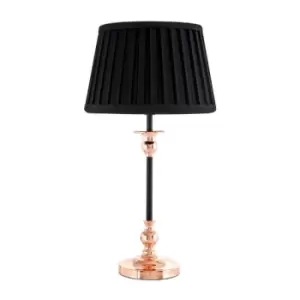 image of Black and Copper Contrast Stick Style Table Lamp