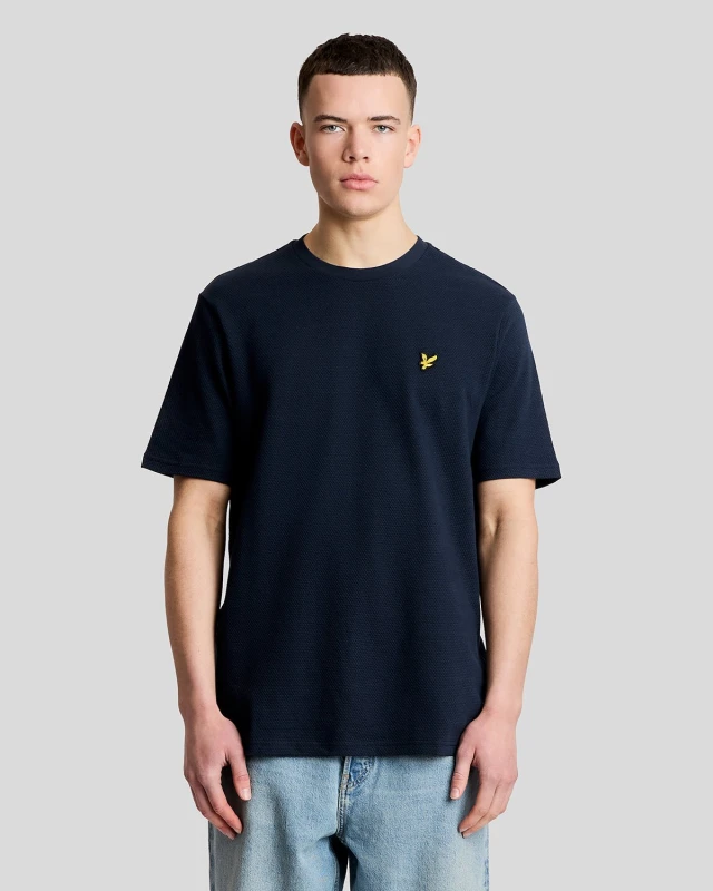Image of Lyle & Scott Mens Textured Jacquard T-Shirt in Navy