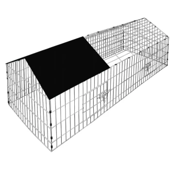 Image of Deuba - Metal Rabbit Run Cage Enclosure Playpen Hutch Small Animal Guinea Pig Chicken Black