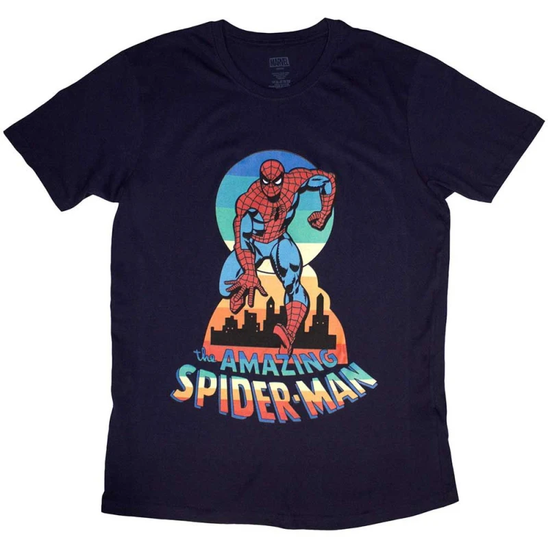 Image of Marvel Spider Man Keyhole Stance T Shirt Navy unisex