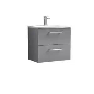 image of Nuie Arno 600mm Wall Hung 2 Drawer Vanity & Basin 4 Cloud Grey