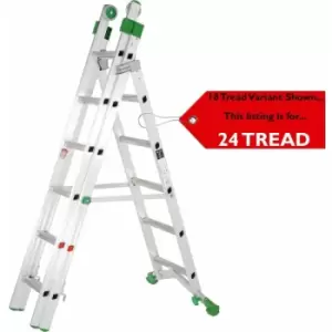 Image of Loops - premium 24 Tread Combination Ladder 3 Section Extension Step Frame & Stairwell