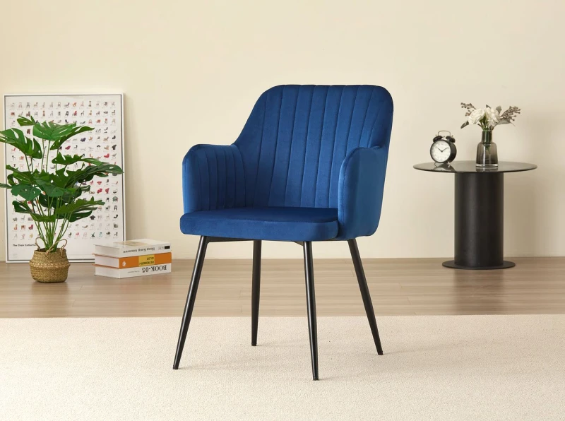Image of Outdoor Living Charlotte Velvet Comfort Dining Chairs - Blue - Set of 2 Blue Unisex