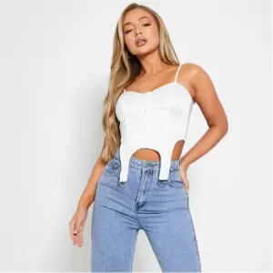 Image of I Saw It First Satin Ring Harness Hem Corset Top - White