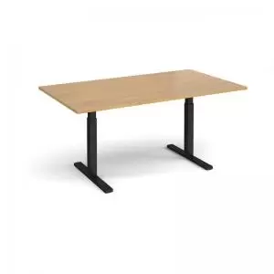 Image of Elev8 Touch boardroom table 1800mm x 1000mm - Black frame and oak top