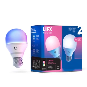 Image of LIFX Multicolour WiFi LED Smart Bulb - E27 Edison, Twin Pack