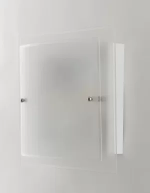 Image of 2 Light Flush Ceiling Light Glass White 40x40cm