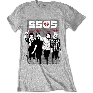 Image of 5 Seconds of Summer - 2 Finger Dripped Womens Large T-Shirt - Grey