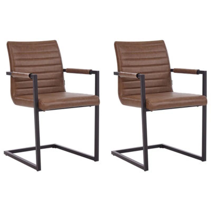 Image of Beliani Set Of 2 Conference Chairs Buford Faux Leather Brown